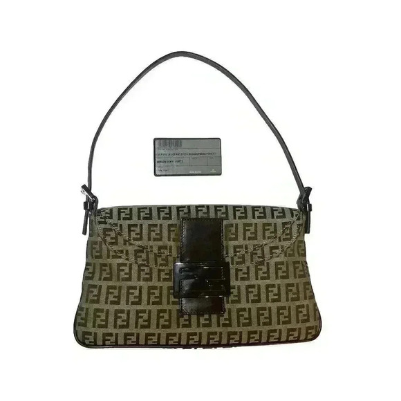 Fendi Handbags - FENDI Zucchino Monogram Double Flap Baguette Shoulder Bag Brown FF Vintage Y2K
